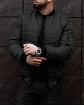 Куртка осіння чоловіча демісезонна стильна стьобана на манжеті чорна якісна курточка premium, фото 2