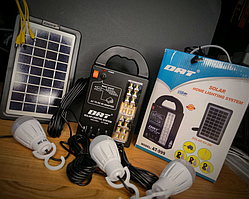 💚Power Bank із сонячною панеллю та ліхтарем + 3 лампи, DAT AT-999, автономна зарядна станція повербанк
