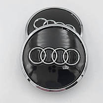 Ковпачки (заглушки) в литі диски AUDI (Ауді) 61 мм Чорний Хром обід (8W0601170, 4M0601170), фото 3