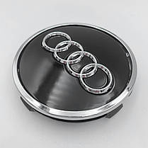 Ковпачки (заглушки) в литі диски AUDI (Ауді) 61 мм Чорний Хром обід (8W0601170, 4M0601170), фото 4