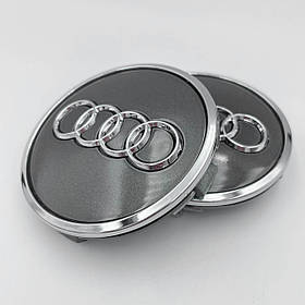 Ковпачки (заглушки) в литі диски AUDI (Ауді) 61 мм Сірий Хром обід (8W0601170, 4M0601170)