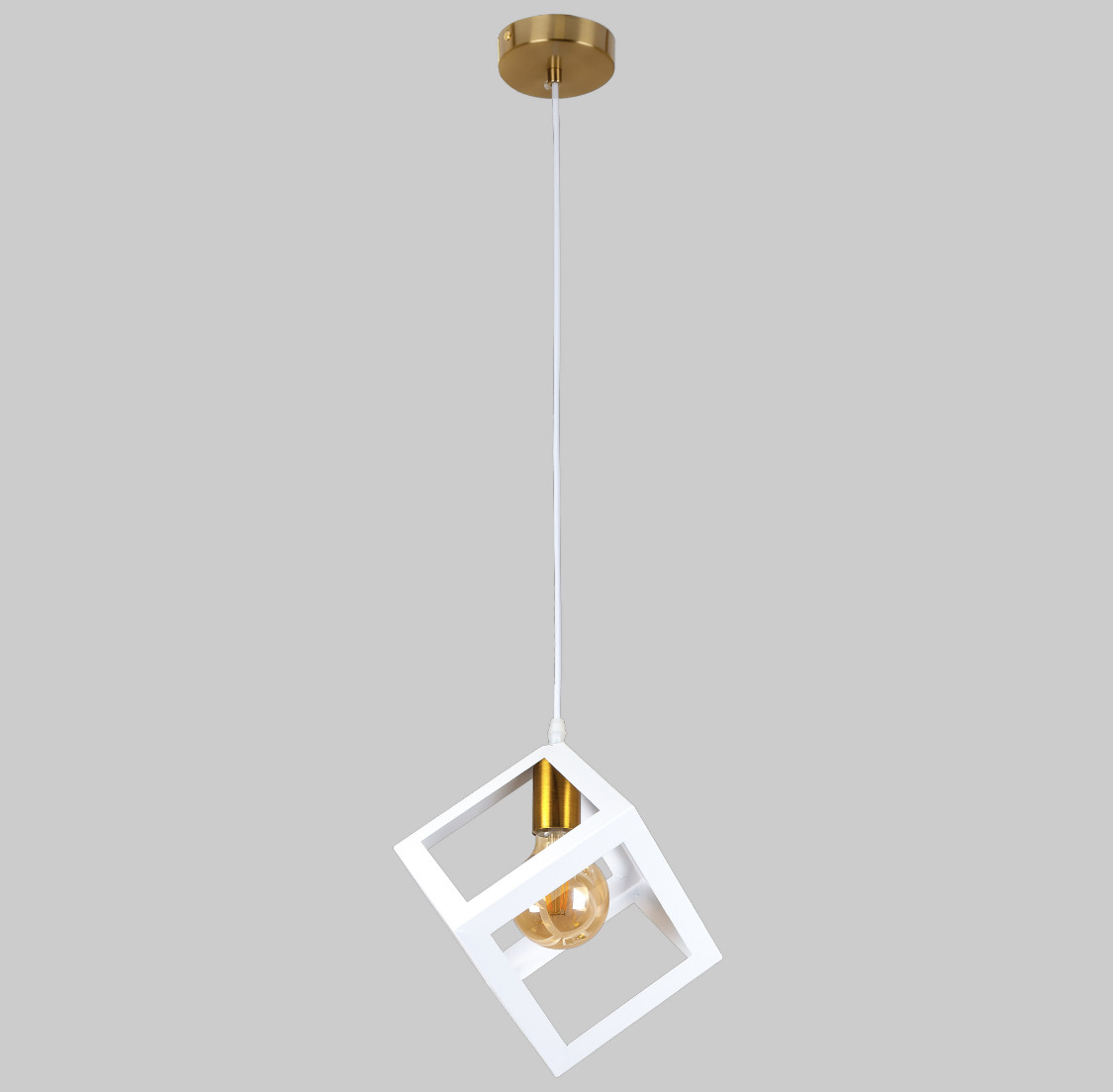 Бронзовий підвіс з білим плафоном лофт (56-PR160F-1 BRZ+WH)