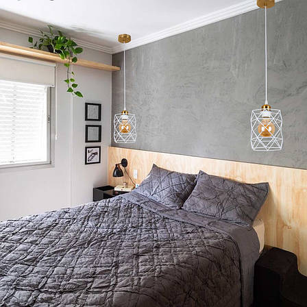 Бронзовий підвіс з білим плафоном лофт (56-PR105F-1 BRZ+WH), фото 2