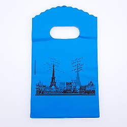 Подарункові Пакети, 9см*15см, (50 шт.), "Париж", блакитний