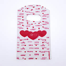 Подарункові Пакети, 9см*15см, (50 шт.), "Love" у серця