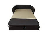 Диван-ліжко розкладний Ельф-130 см м'який у тканині коричневого кольору з підлокітниками., фото 2