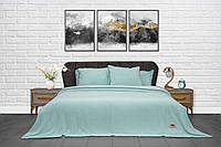 Покривало-плед із наволочками 220x240 Тм Zeron Косичка колір ментоловий