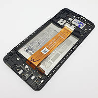 С дефектом. Дисплей Samsung A02 (SM-A022) модуль черный Сервисный оригинал с разборки (разбит)