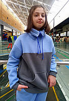 Світшот комбінований сіро-блакитний