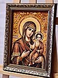 Смоленська ікона Божої Матері , ікона з бурштина 20x30 см, фото 3