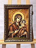 Смоленська ікона Божої Матері , ікона з бурштина 20x30 см, фото 4