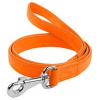 Поводок для собак кожаный WAUDOG Glamour, Ш 25 мм, Дов 122 см, оранжевый