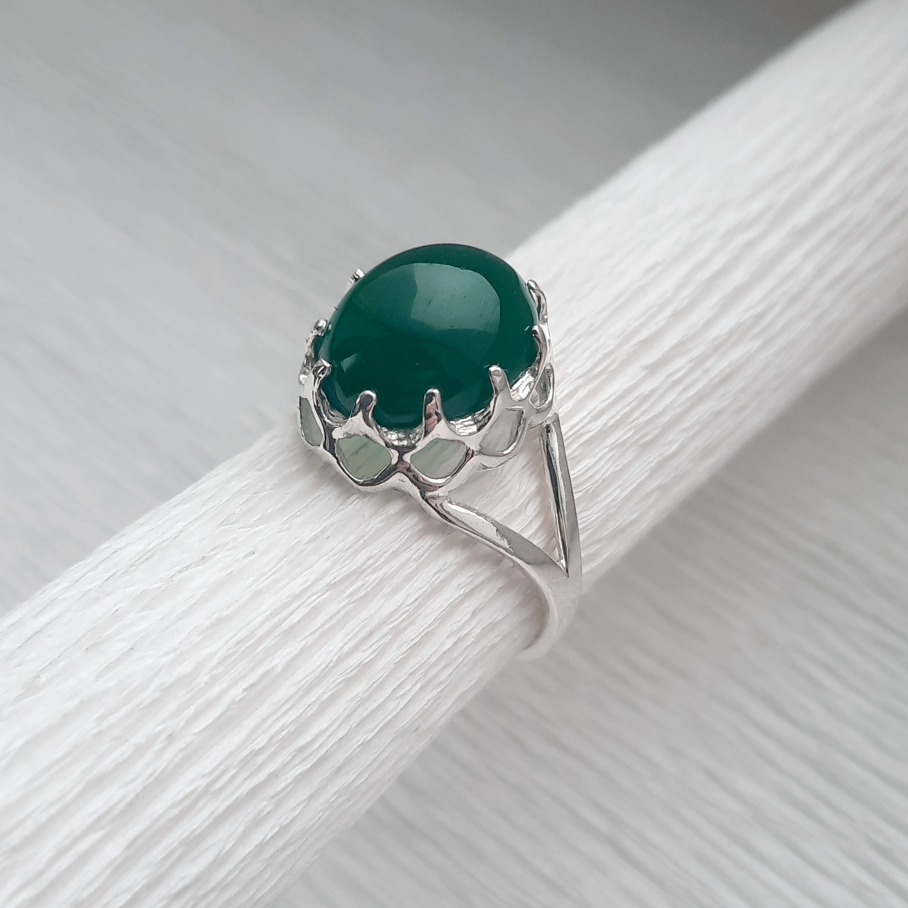 Срібна каблучка з каменем Жадеїт, фото 1