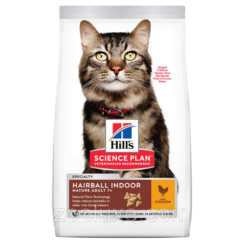 Hills Hairball Indoor Mature Adult 7+ Chicken 1,5 кг корм для котів з куркою (Hill's, Хіллс, Хілс)