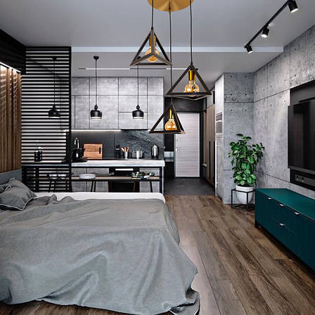 Бронзова люстра з чорними плафонами лофт (56-PR220F-3 BRZ+BK), фото 2