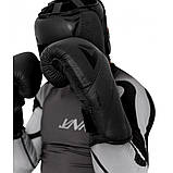 Боксерські перчатки + Боксерський шолом з бампером шкіряні V`Noks Vi Venti чорні, фото 3