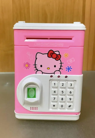 Електронна скарбничка сейф з відбитком пальця та кодовим замком Carton Bank "Hello Kitty", рожева