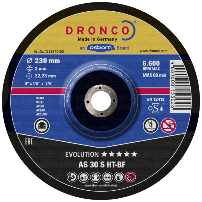 Диск по чог./колір.мет.125x3.0х22.2 Dronco