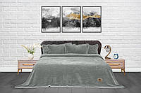 Покривало-плед із наволочками 220x240 Тм Zeron Смужка колір темно-сірий