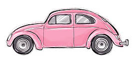 Наклейка для ростової фігури "Рожевий автомобіль" 80х32 см / інтер'єрна наклейка (без обрізу)