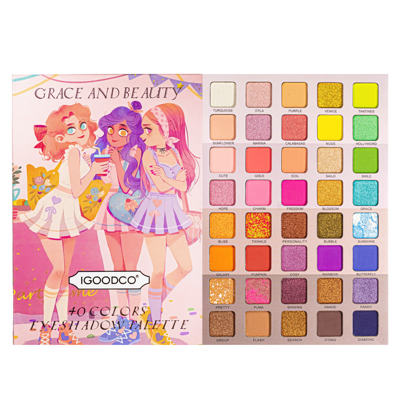 Палетка тіней для повік Igoodco Grace and Be Unity 40 Colors на 40 відтінків, фото 1