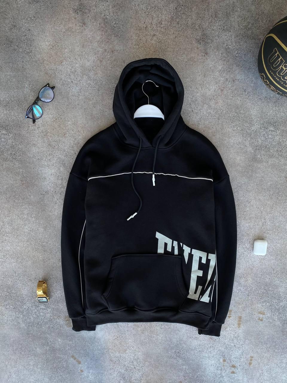 Кофта Everlast на флісі тепла чоловіча худі з капюшоном чорна оверсайз Туреччина, фото 1