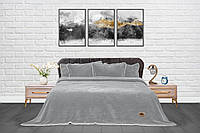 Покривало-плед із наволочками 220x240 Тм Zeron Смужка колір світло-сірий