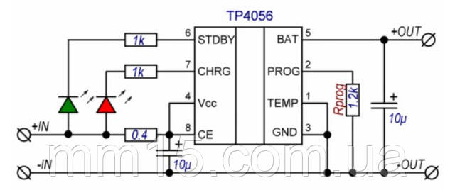 TP4056 (TC4056A, G4056A) - мікросхема контролер заряду (ID#1754359395 ...