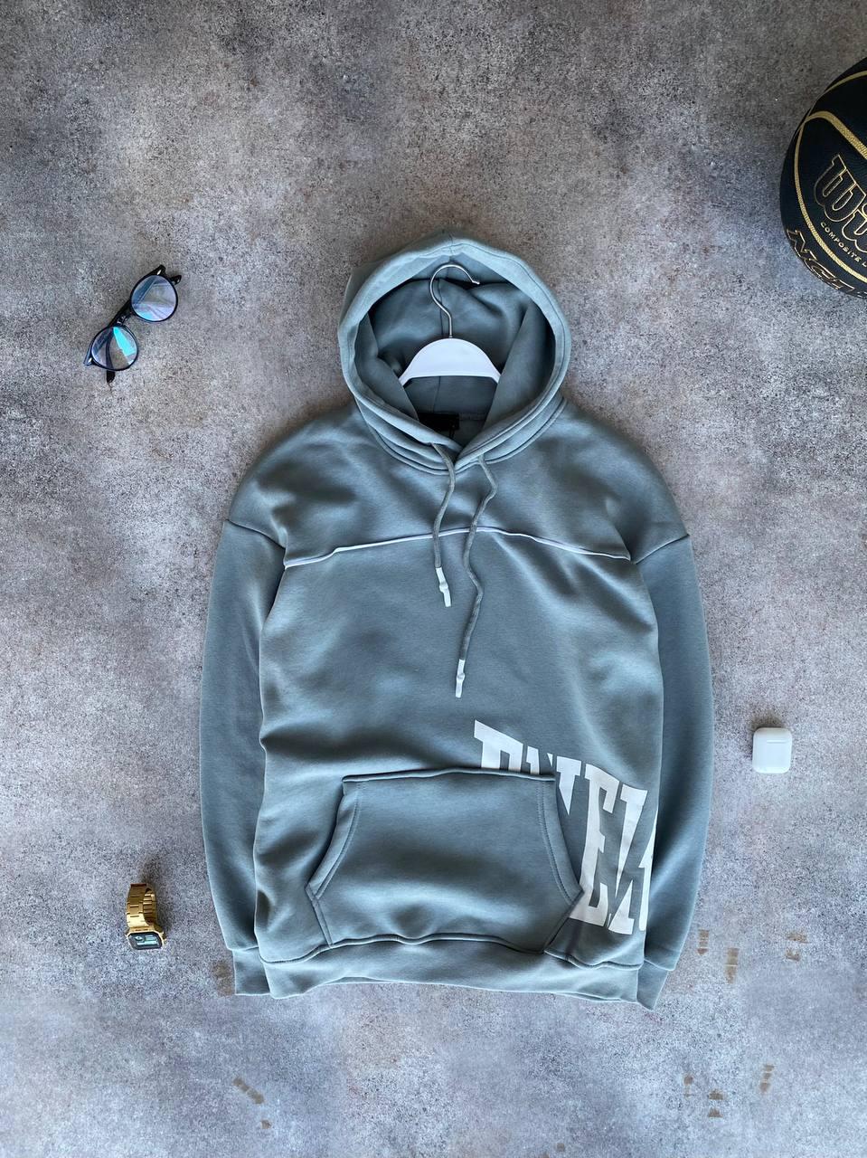 Кофта Everlast на флісі тепла чоловіча худі з капюшоном бірюзовий оверсайз Туреччина, фото 1