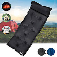 Надувний матрас в палатку Синьо-чорний 180х60см, туристичний каремат надувний (надувной коврик в палатку)