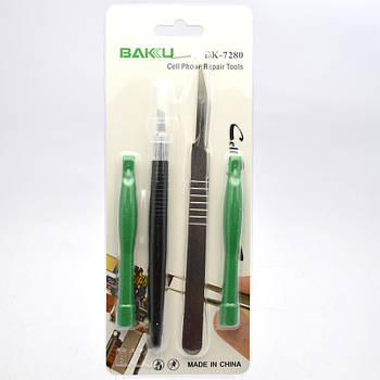 Набір інструментів BAKU BK-7280-B (великий скальпель/маленький скальпель/2 лопатки)