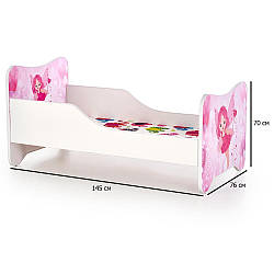 Біло-рожеве односпальне дитяче ліжко Happy Fairy 145х76х70 см з бортиками для дівчинки