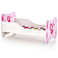 Біло-рожеве односпальне дитяче ліжко Happy Fairy 145х76х70 см з бортиками для дівчинки, фото 3