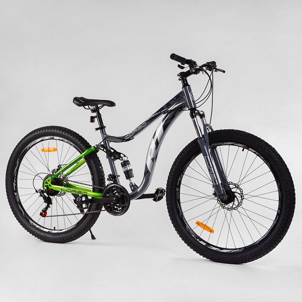 Спортивний велосипед 27,5" CORSO R1 84734 напівфетбайк, сталева рама 17" з амортизатором, Shimano, 21 швидкість, фото 1