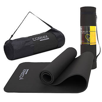 Килимок спортивний Cornix NBR 183 x 61 x 1 см для йоги та фітнесу XR-0013 Black .