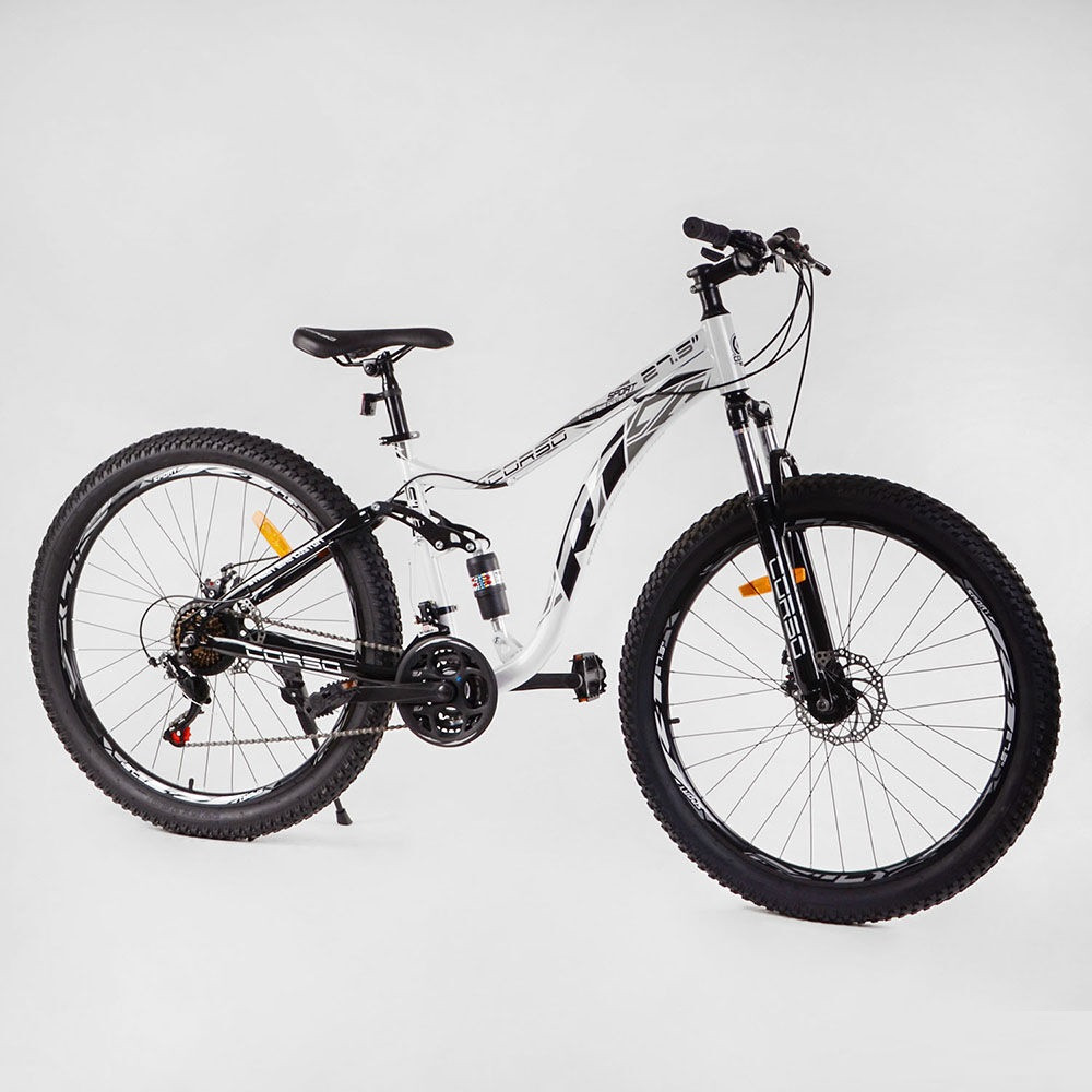 Велосипед спортивний напівфетбайк 27,5" CORSO R1 38307, сталева рама 17" з амортизатором, Shimano, 21 швидкість