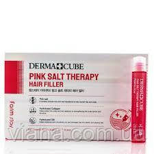 Зміцнювальний філер із рожевою сіллю для волосся FARMSTAY Derma Cube Pink Salt Therapy Hair Filler 13 мл, фото 1