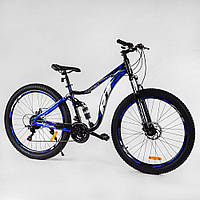 Велосипед спортивный 27,5 CORSO R1 69979 полуфэтбайк, стальная рама 17 с амортизатором, Shimano, 21 скорость