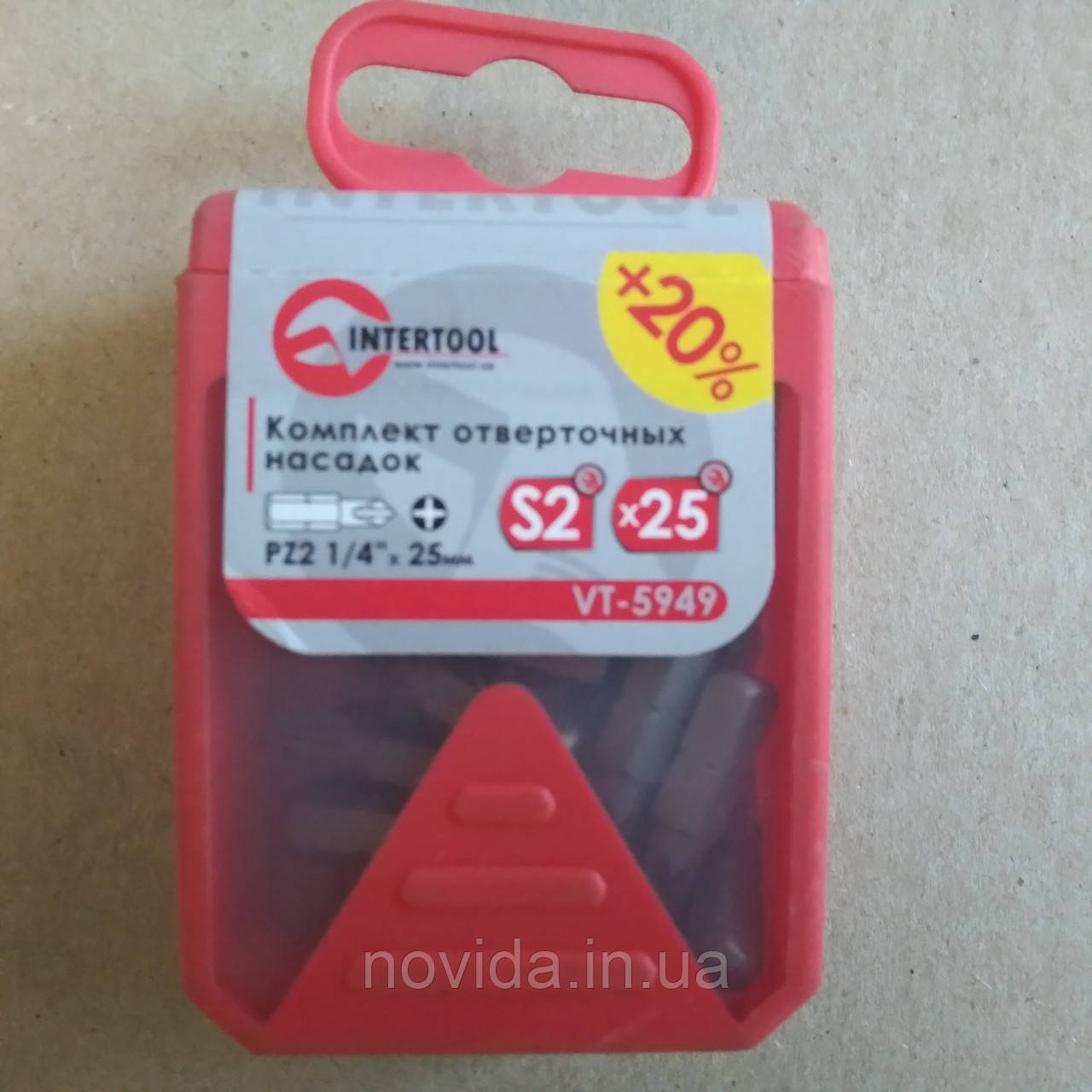 Комплект викруткових насадок PZ2 1/4" x 25 мм - 25 шт. INTERTOOL VT-5949