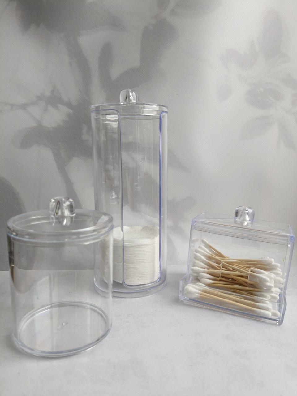 Набір органайзерів для зберігання ватних паличок та дисків, 3шт, фото 1