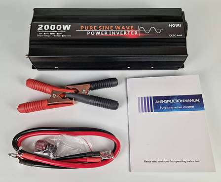 Інвертор, чиста синусоїда HOULI 12V на 220V 1000W/2000W, фото 1