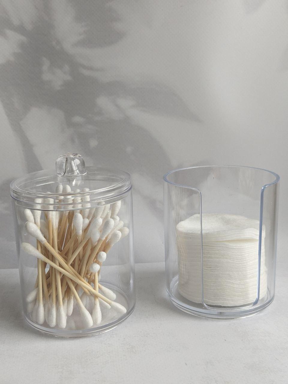 Набір органайзерів для зберігання ватних паличок та дисків, 2шт (стовбчик), фото 1