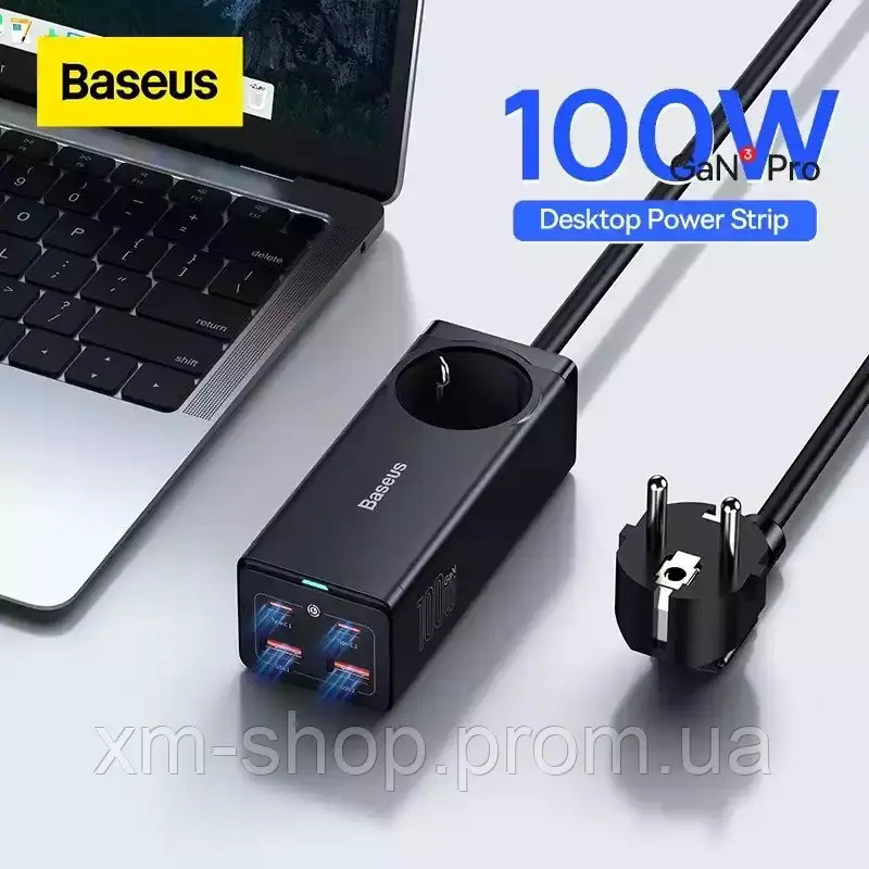 Сетевое зарядное устройство Baseus GaN3 Pro 100W с розеткой + кабель Type-C 100W (CCGAN100-1ACE) - фото 7 - id-p1754387766