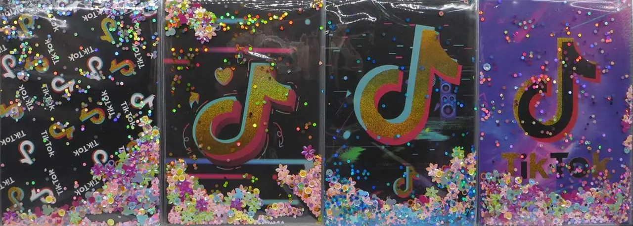 Блокнот А5 з блискітками No6712 "Тік Ток" клітинка, 80листів