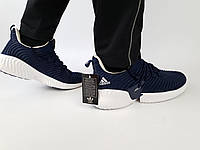 Адидас Альфа Боунс Летние кроссовки мужские темно синие с белым Adidas Alphabounce. Обувь летняя мужская синие