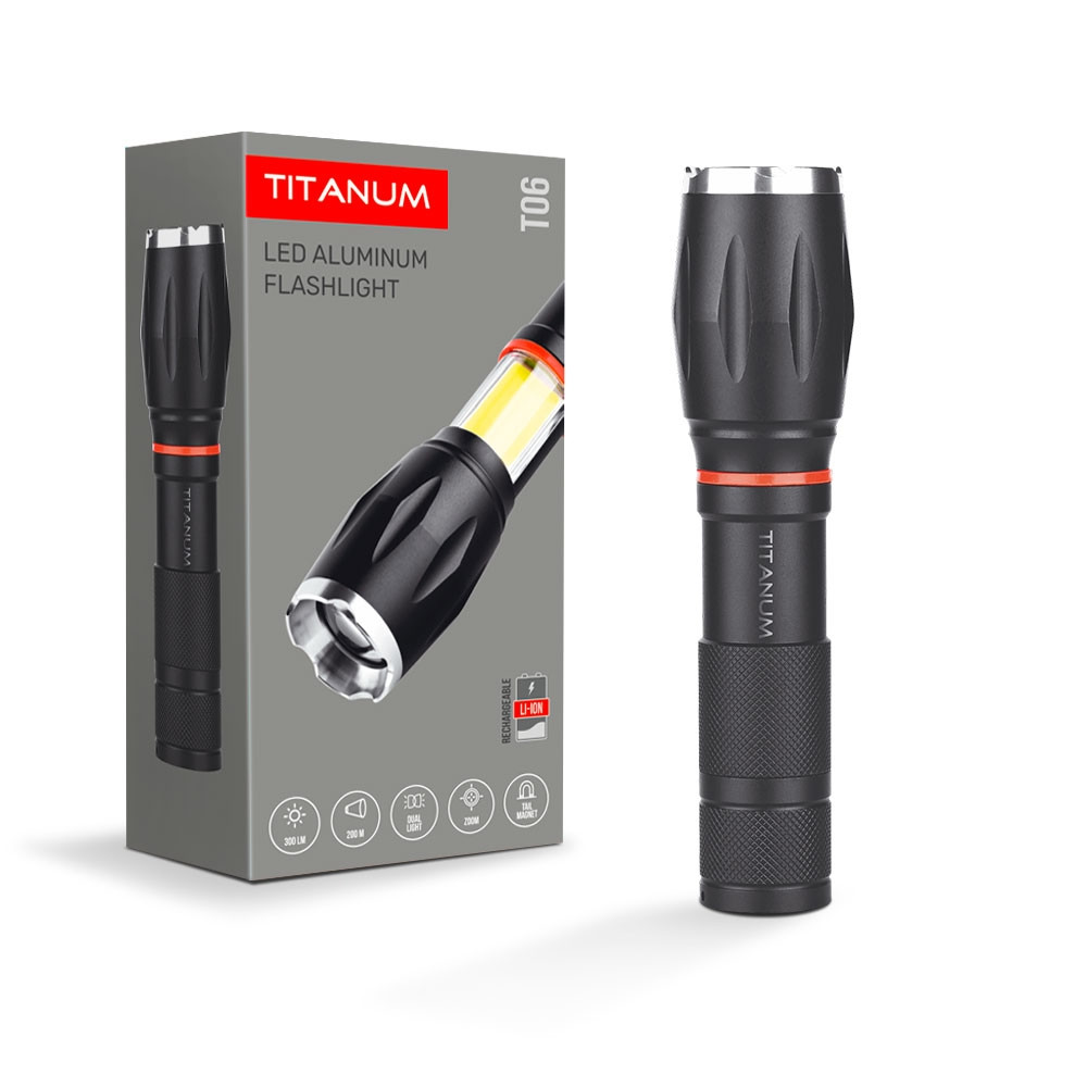 Ліхтар ручний акумуляторний Titanum TLF-T06 300Lm 6500K