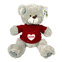 М'яка іграшка Ведмедик сірий у червоному светрі 50 см