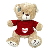 М'яка іграшка Ведмедик світло-коричневий у червоному светрі 50 см