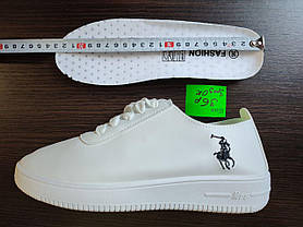 Кеды БЕЛЫЕ кроссовки с логотипом POLO на высокой подошве экоКожа All WHITE женские весна, фото 5