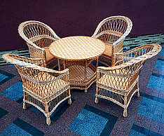 Набір плетених меблів з чотирьма кріслами і круглим столом на 6-ти ніжках і поличкою Арт.12697-4